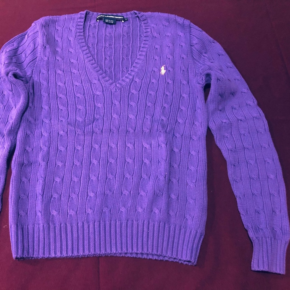 Polo Ralph Lauren Cable Knit Purple Sweater